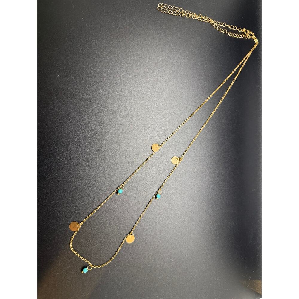 Sequin Gold Plated Beads Pendant Necklace